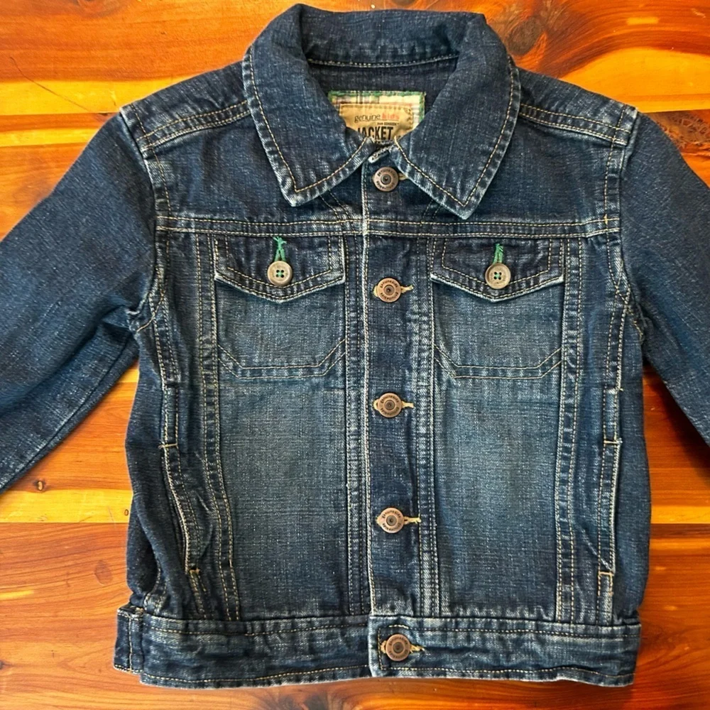 Vintage 2003 OshKosh B'gosh Unisex Kid's Blue Jean Denim Jacket Size 2T